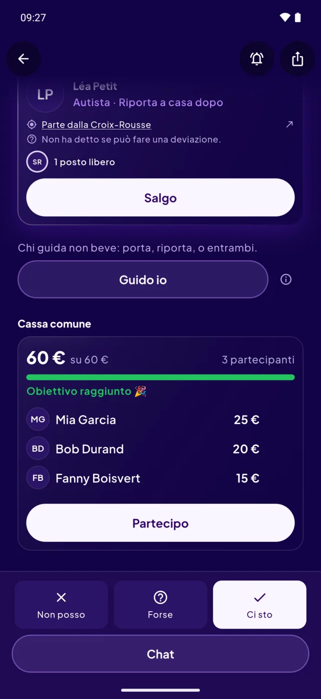 La cassa comune: sessanta euro su sessanta, obiettivo raggiunto, e la divisione a testa.
